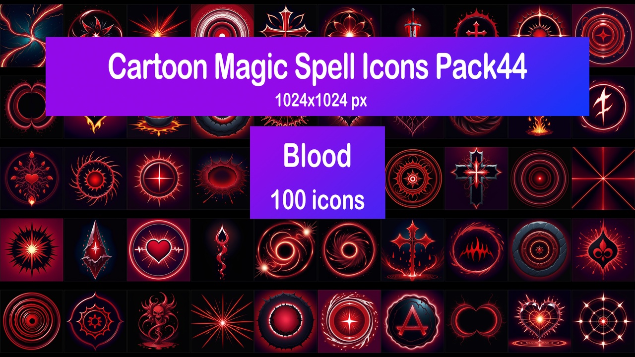 Media 1 for listing Cartoon Magic Spell Icons Pack44 - Blood