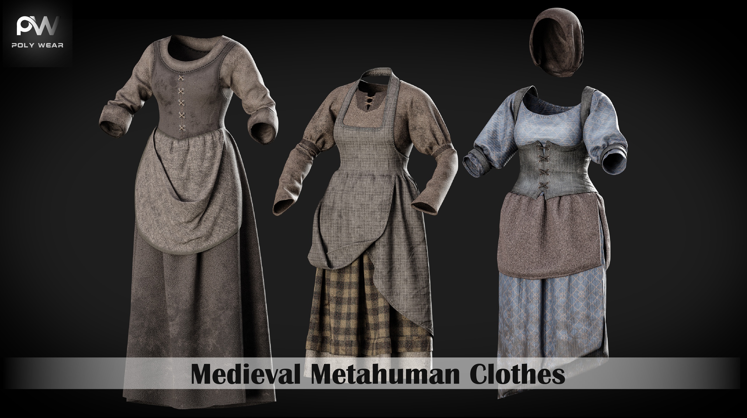 Media 1 for listing Rigged Metahuman Medieval Female Dress