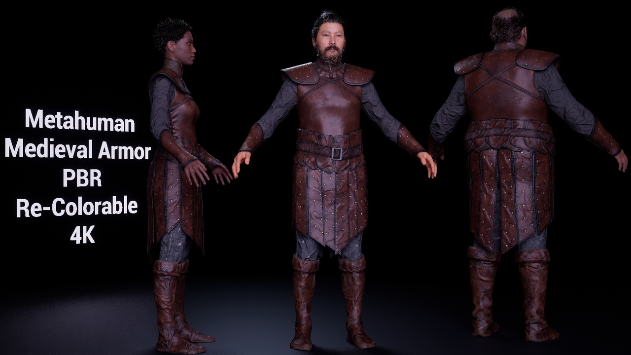 Media 1 for listing Medieval Light Armor 2 Parametric PBR LowPoly 4K