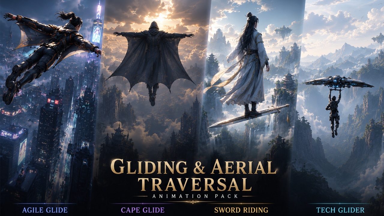 Media 1 for listing Gliding & Aerial Traversal Animation Pack