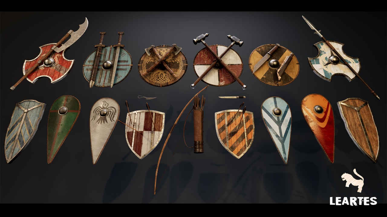 Media 1 for listing Medieval / Viking Weapons and Shields Set ( Medieval Viking Weapons Shield Old )