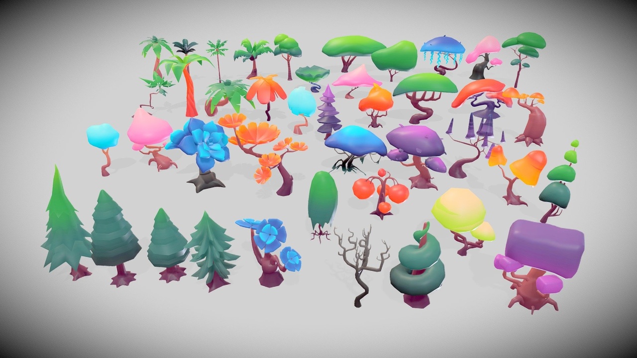 Media 1 for listing Stylized Low Poly Trees Pack 02
