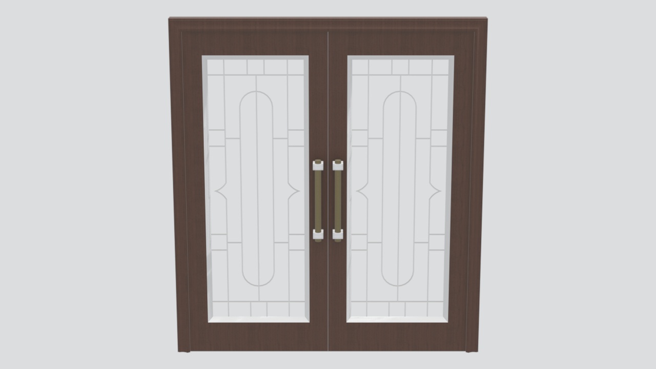 Media 1 for listing Wooden Frame Glass Double Door 3D Model