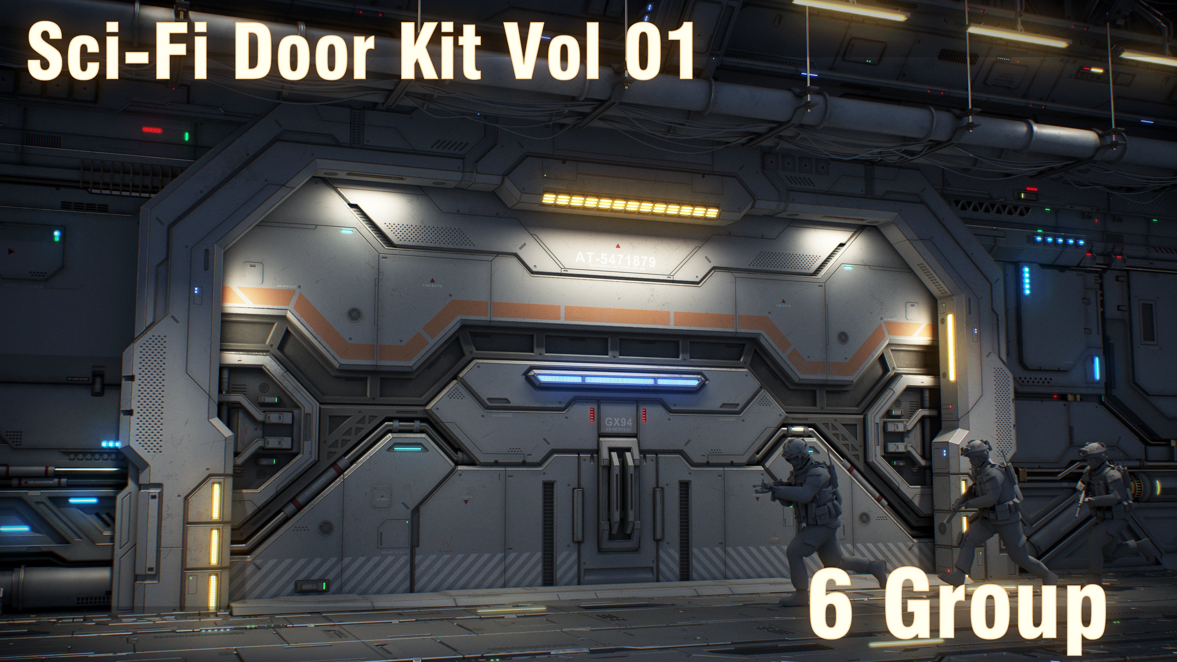 Sci-Fi Door Kit Vol 01-PBR | Fab