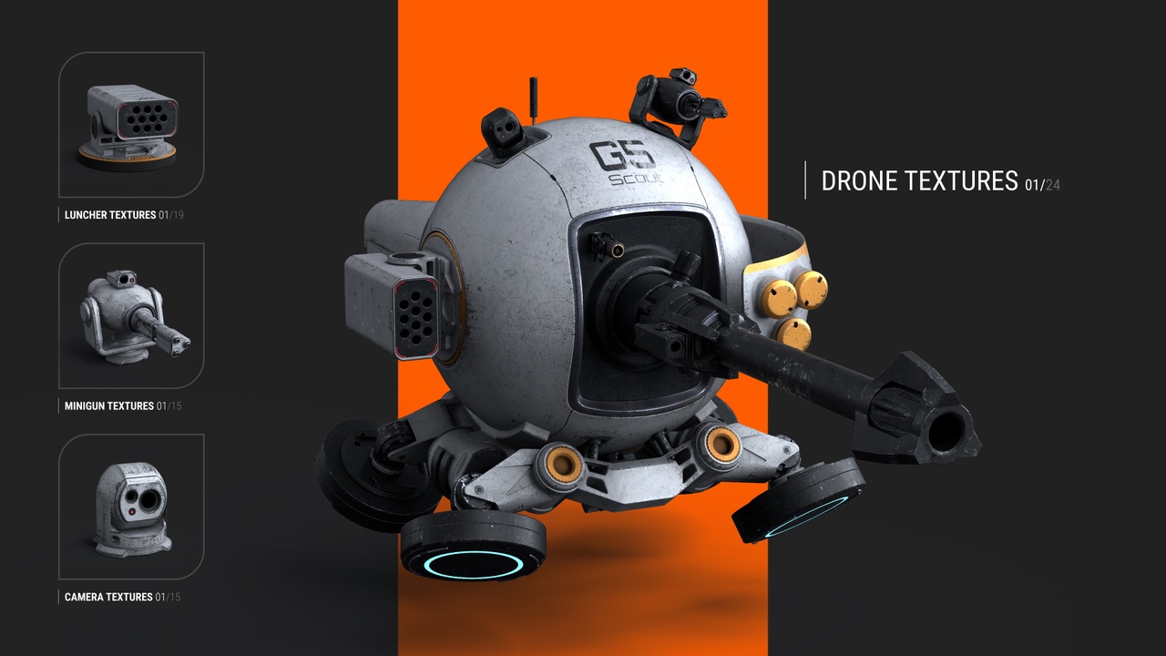 Media 1 for listing Modular Sphere Drone Pack – Multiple Paint & Material Variants