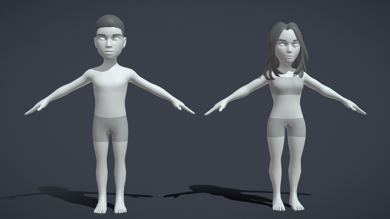 Media 1 for listing Base Mesh Pack - Cartoon Male, Female