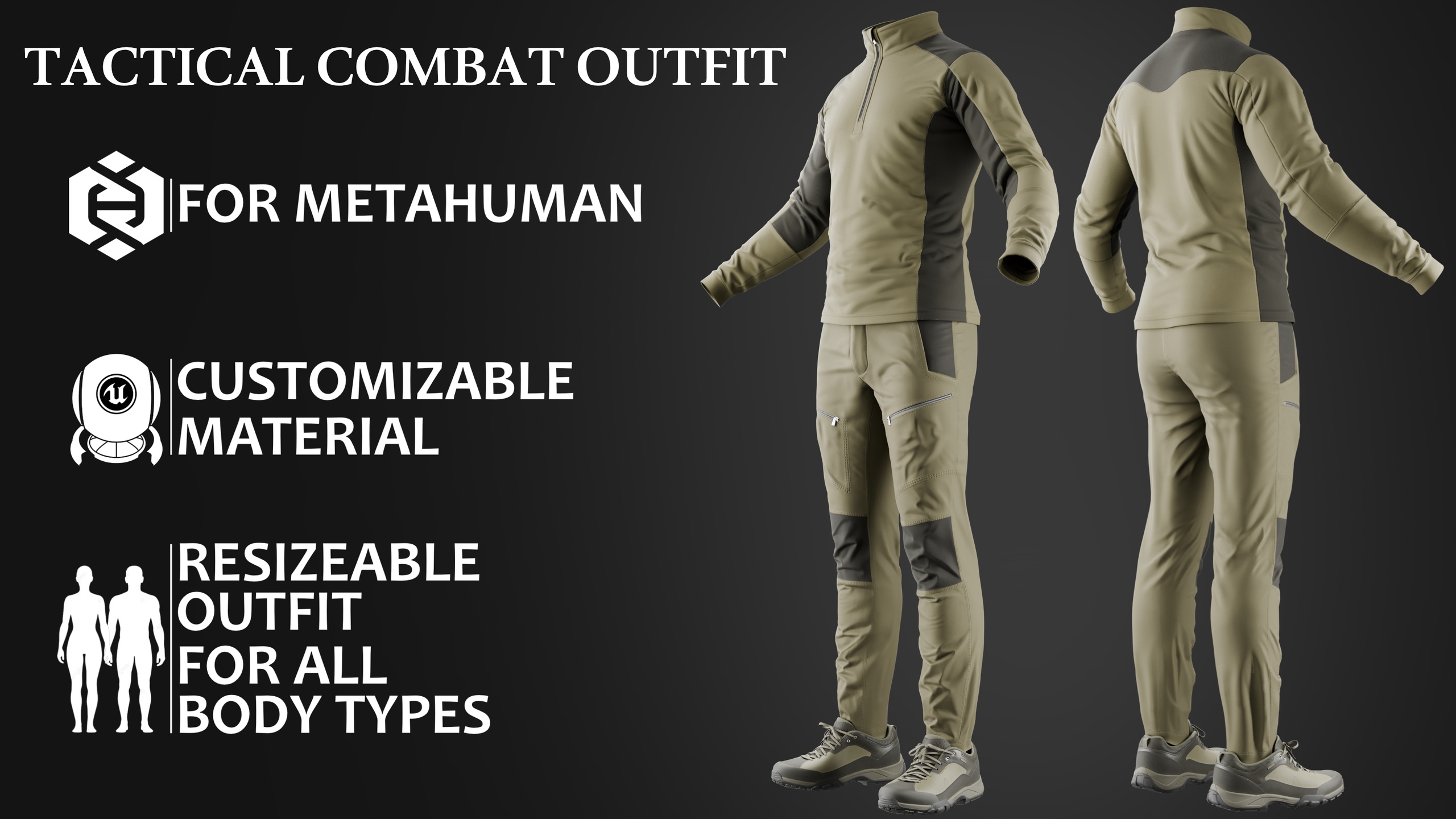 Media 1 for listing Tactical Combat Outfit for MetaHumans_MHPKG