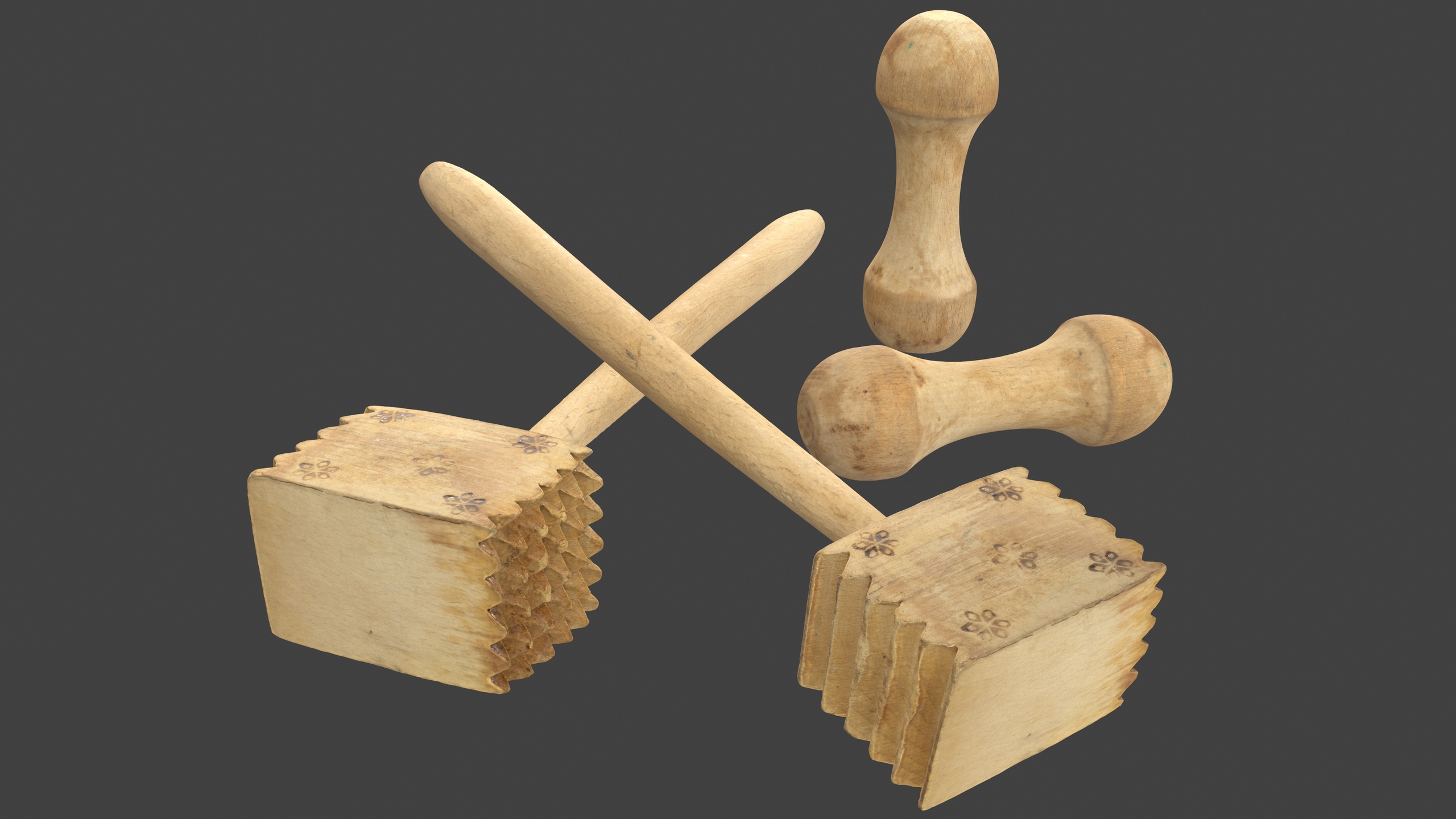 Media 1 for listing Wooden Kitchen Utensils - Meat Mallets and Rolling Pins