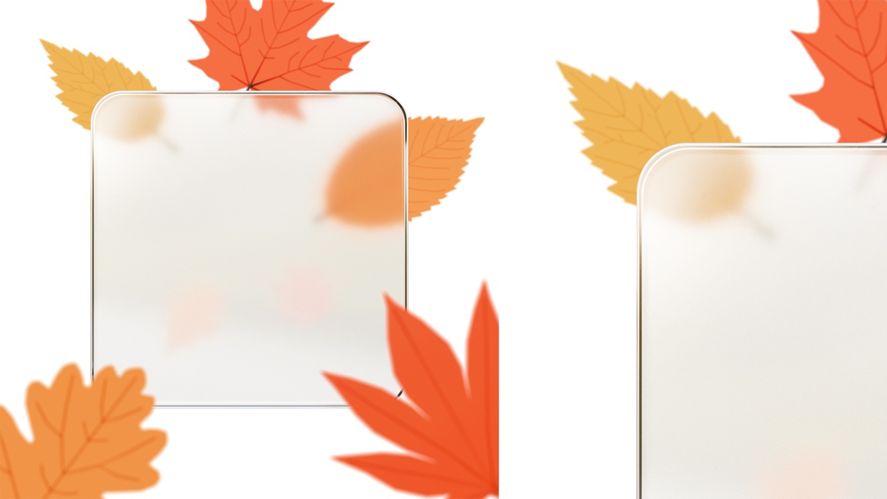 Media 1 for listing Autumn Glassmorphism Background with Frosted Glass Frame and Fall Leaves
