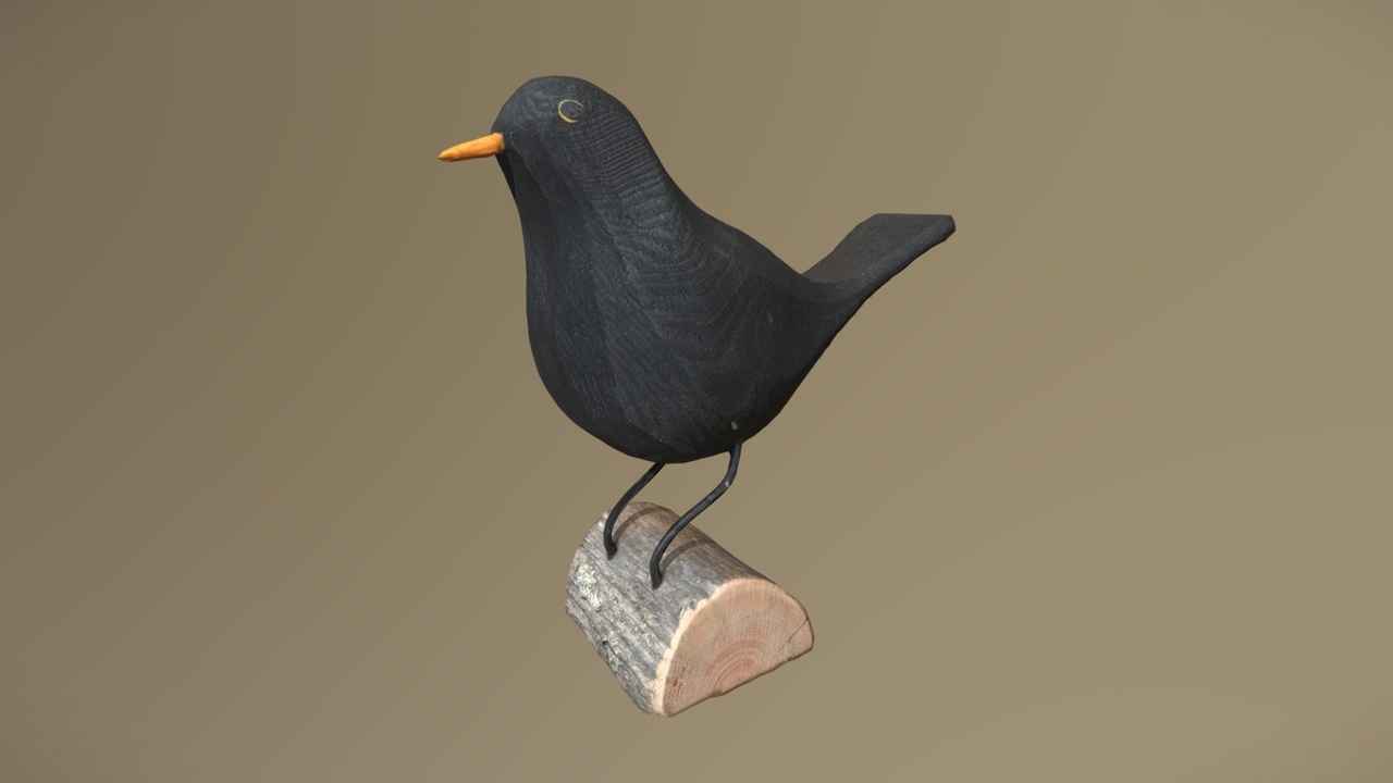 Media 1 for listing Carved Wooden Bird, Blackbird, Photoscan