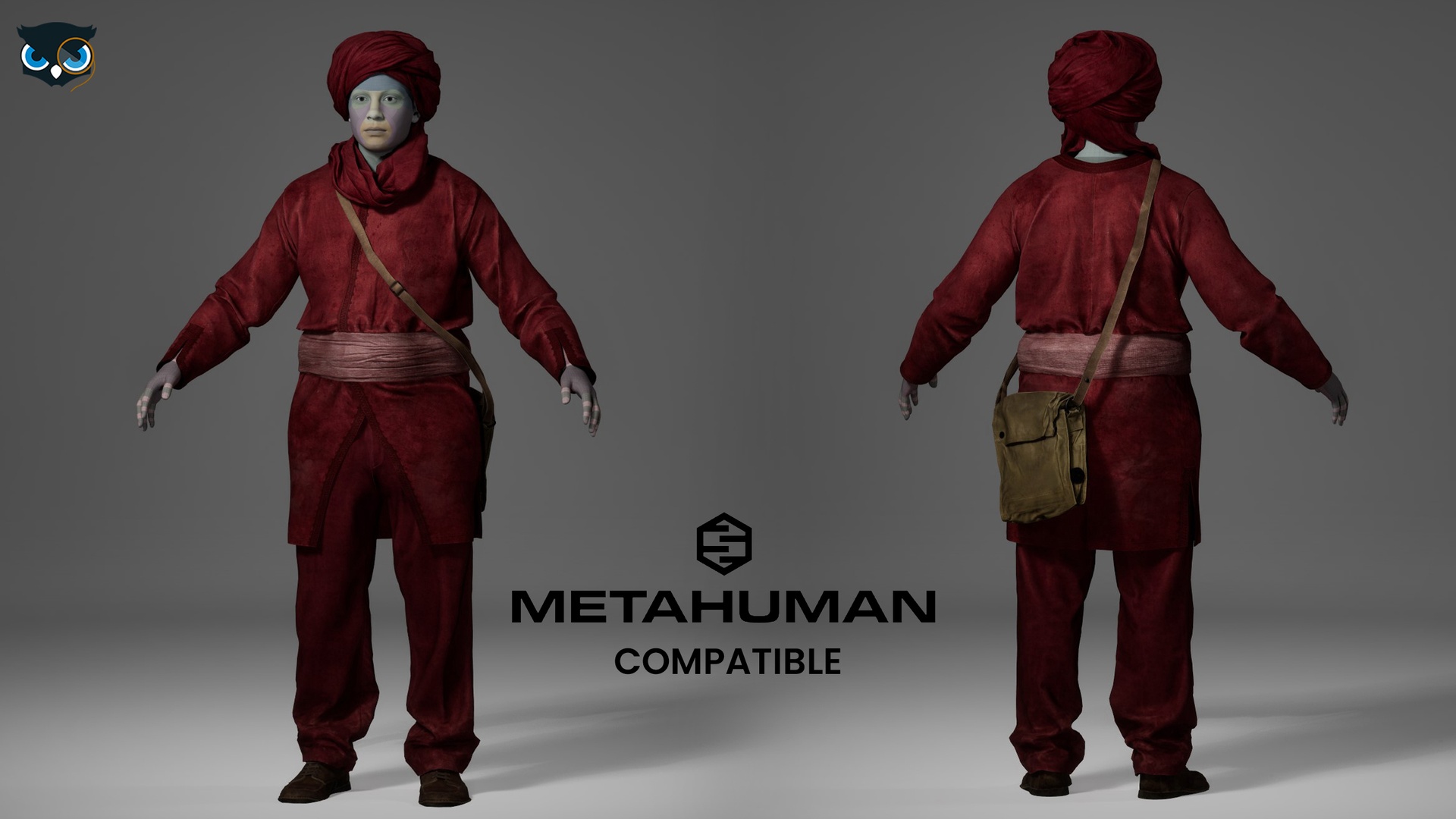 Media 1 for listing Metahuman compatible Traditional Moroccan Robe & Turban Set