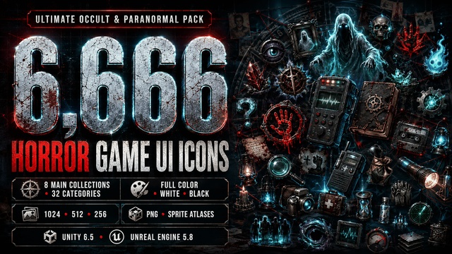 6666 Horror, Occult & Paranormal Investigation Icons Mega Pack — Cobalt Game Assets