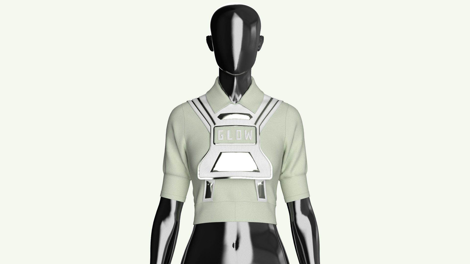 Media 1 for listing Girls Metallic Polo Crop Top | High Poly