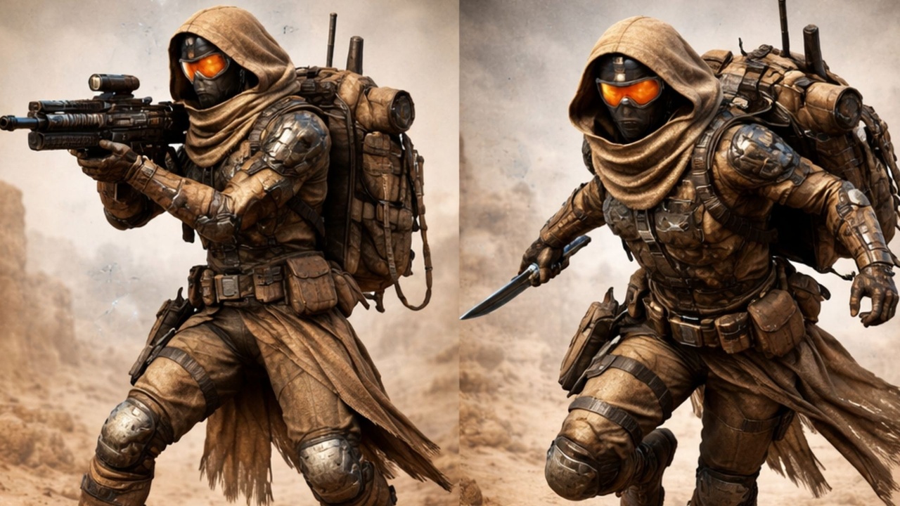 Media 1 for listing Cyber Desert Nomad – Game Ready Character with Multiple Poses (Rigged, 4K PBR)