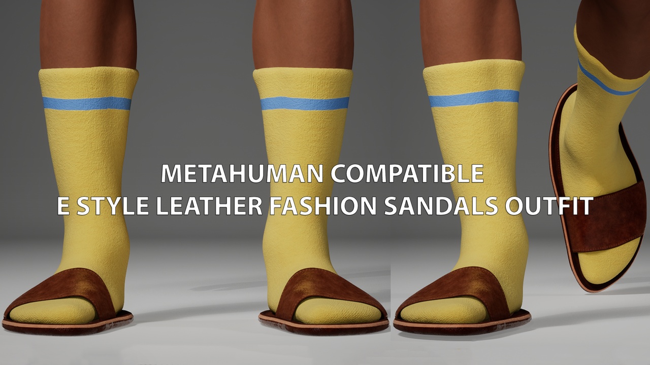 Media 1 for listing MetaHuman Compatible E Style Leather Fashion Sandals Outfit