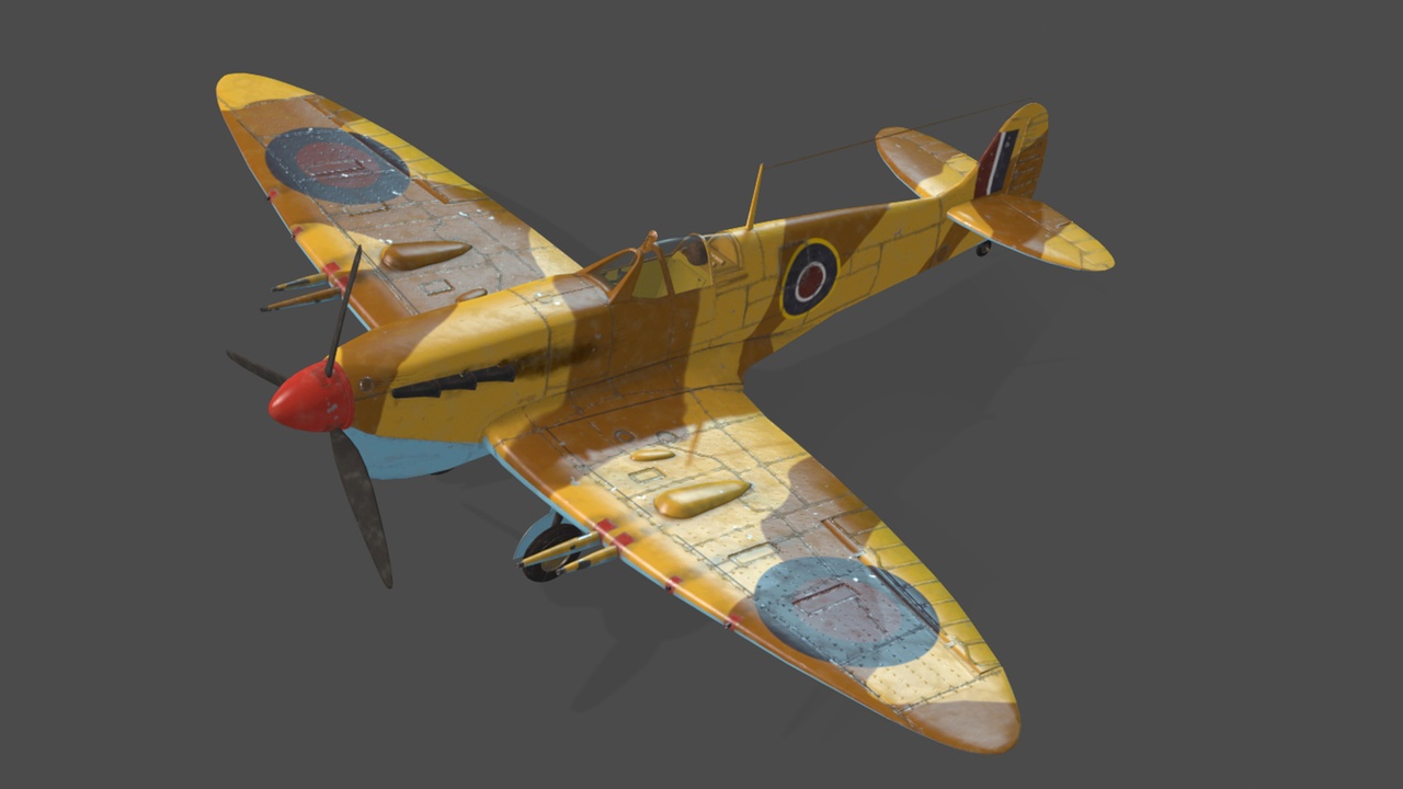 Media 1 for listing Supermarine Spitfire Mk.Vc - Low Poly WW2 Fighter Airplane