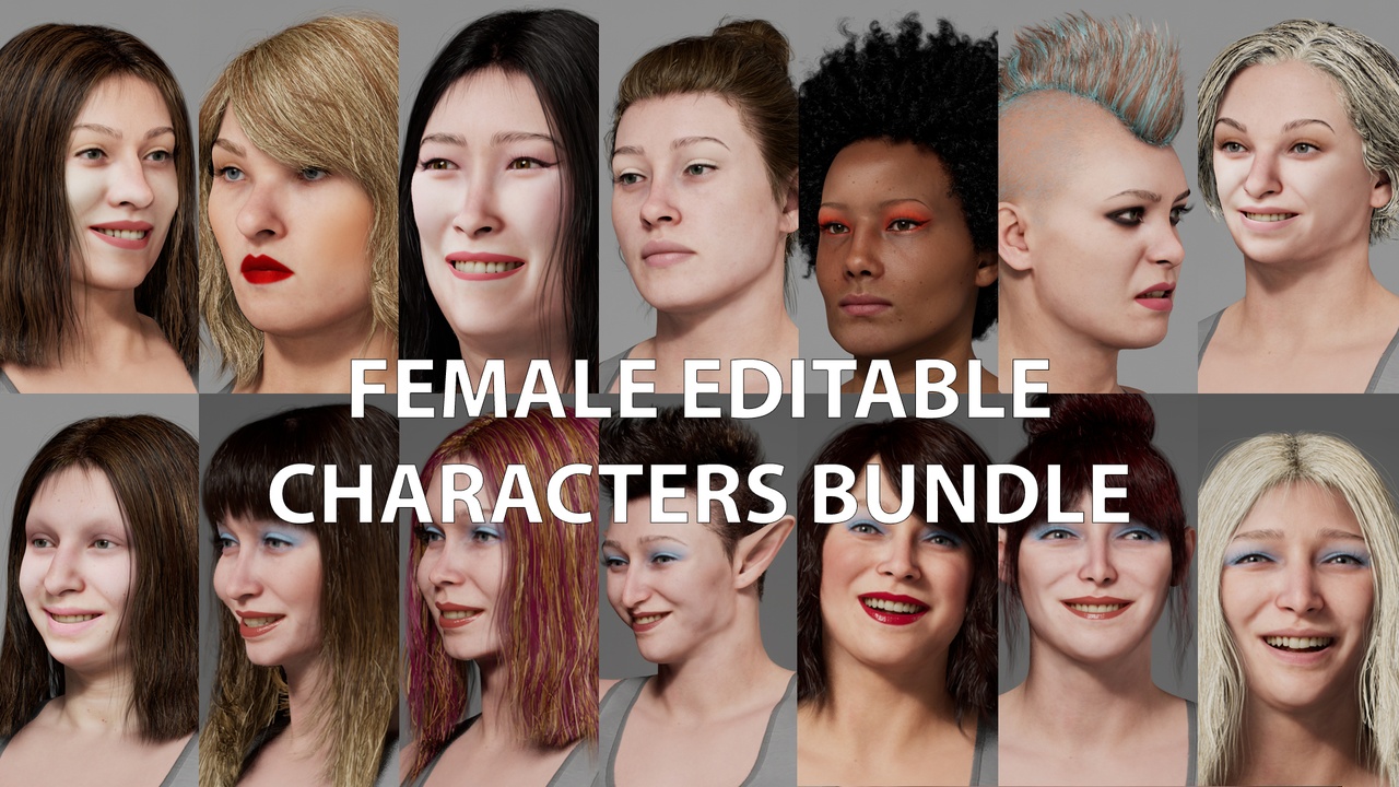 Media 1 for listing Female Editable Characters Bundle MetaHuman Compatible