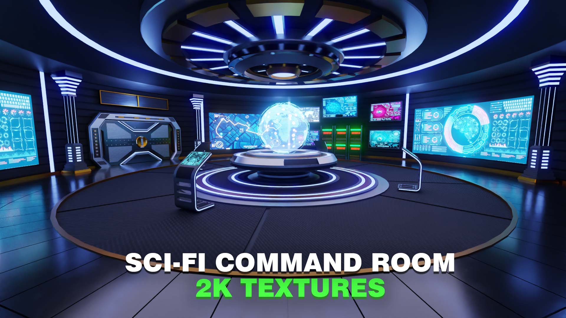 Sci-Fi Command Room Interior Low-poly 3D Model | Fab