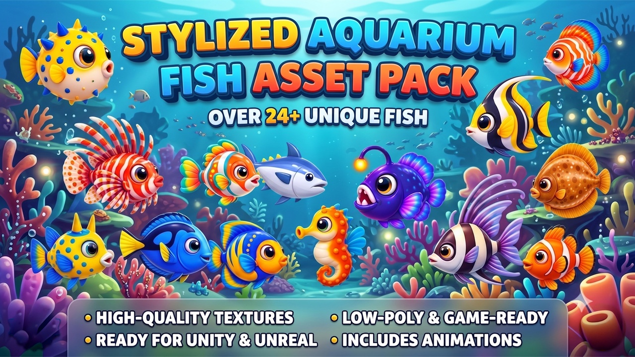 Media 1 for listing Low Poly Fish Pack — 25 Game-Ready Fish