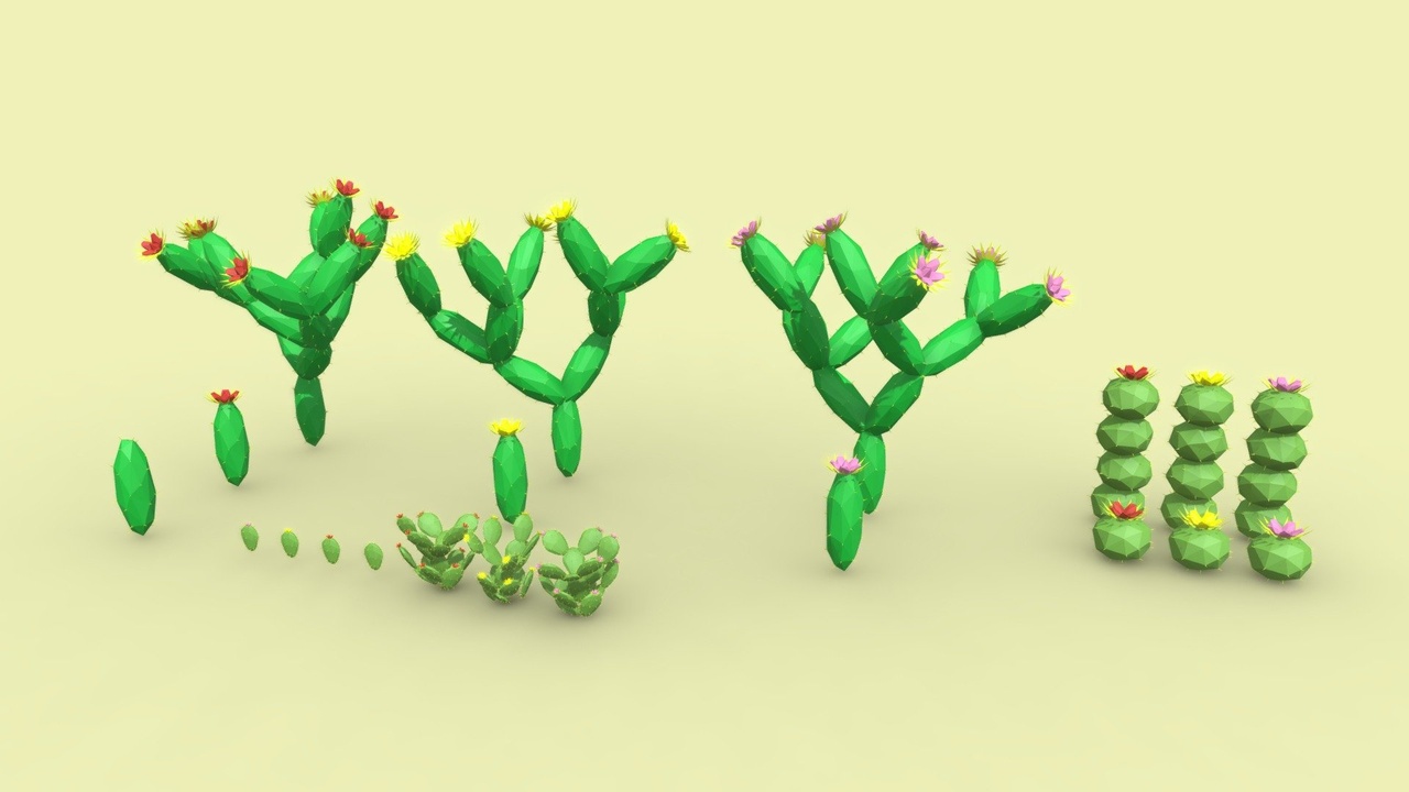 Media 1 for listing Low-Poly Cacti Asset Pack