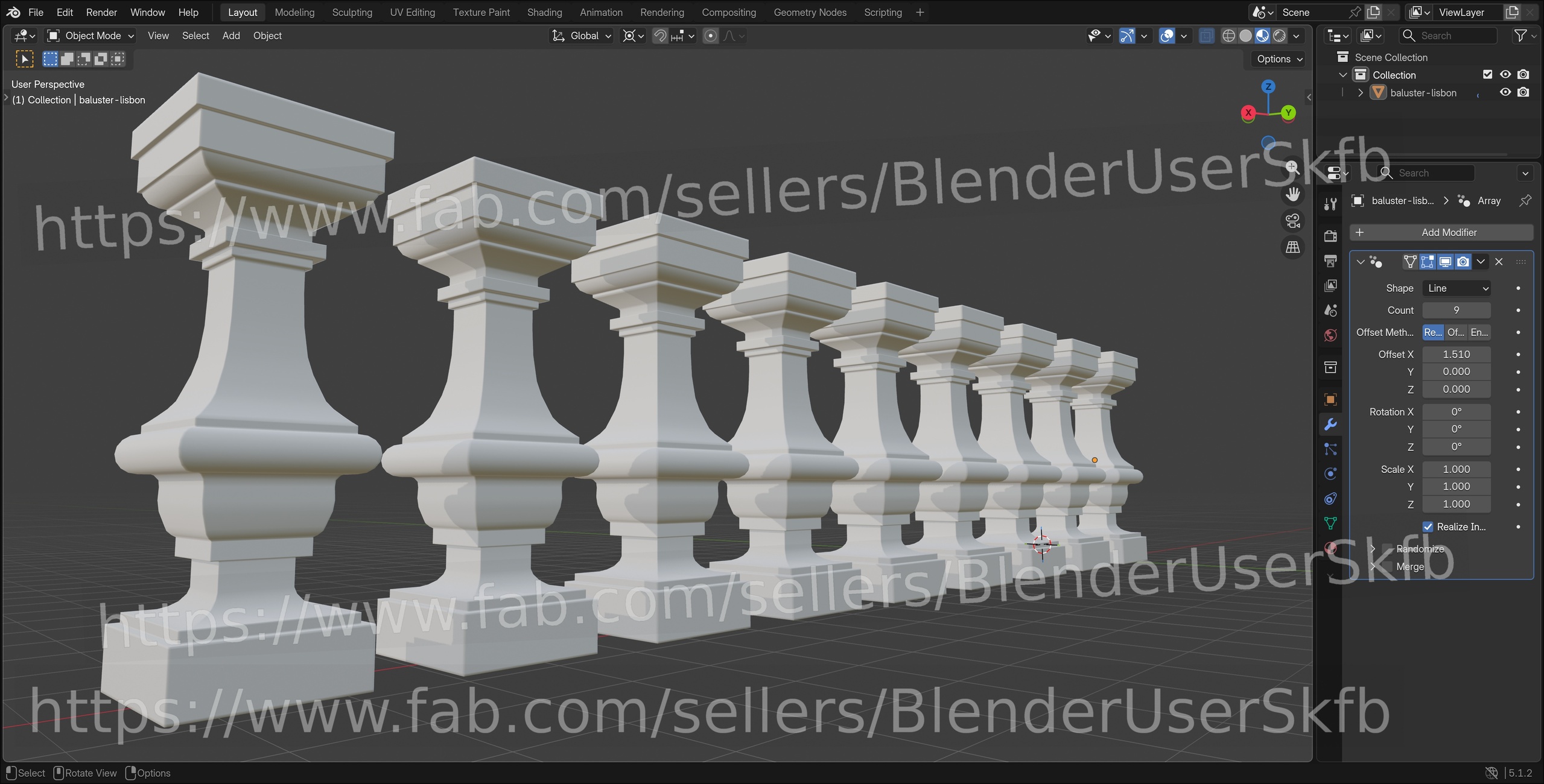 Media 1 for listing Lisbon Garden Baluster Set (3D Printable)