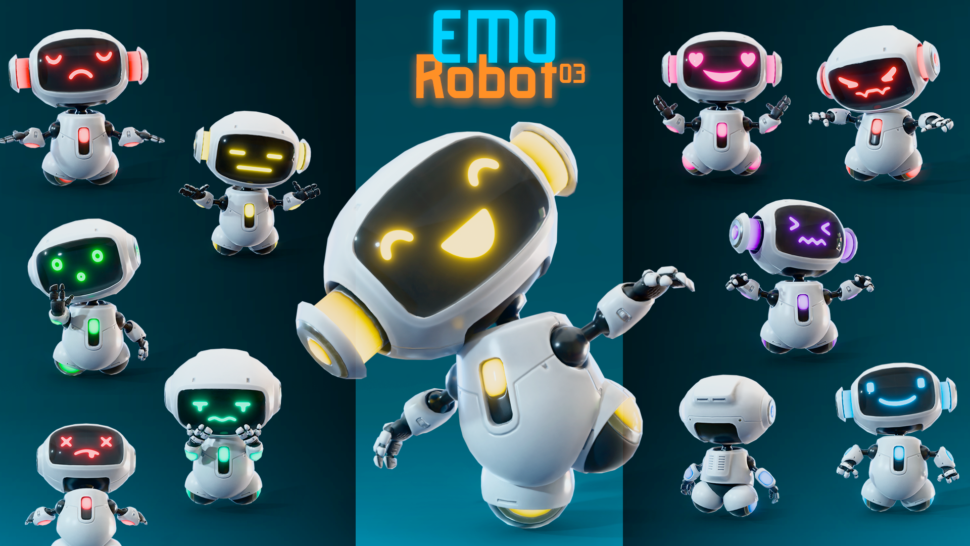 Emo Robot 03 – Cute Wheeled Robot with Emotions | Fab