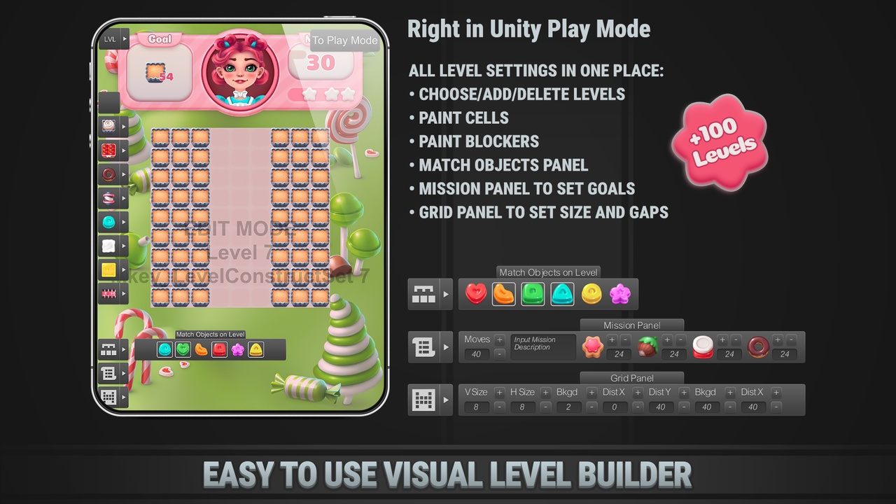 Media 1 for listing MK Match-3 Kit • Candy Sweet Game Template