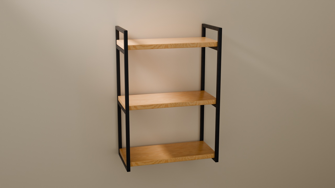 Media 1 for listing Modern 3-Tier Industrial Shelf – Wood & Black Metal