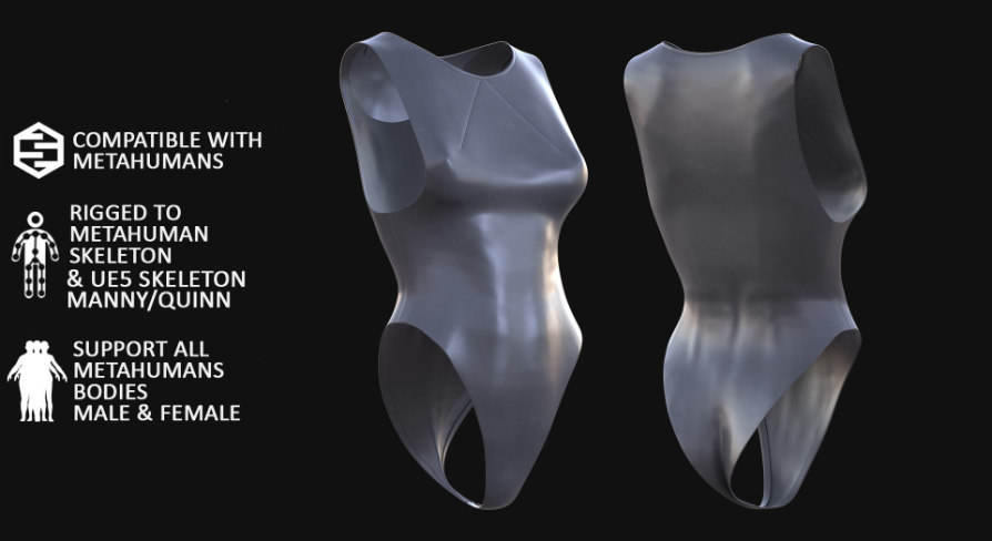 Bodysuit for Metahuman 3D model 21 - MH & UE5 Skeletons - Rigged | Fab