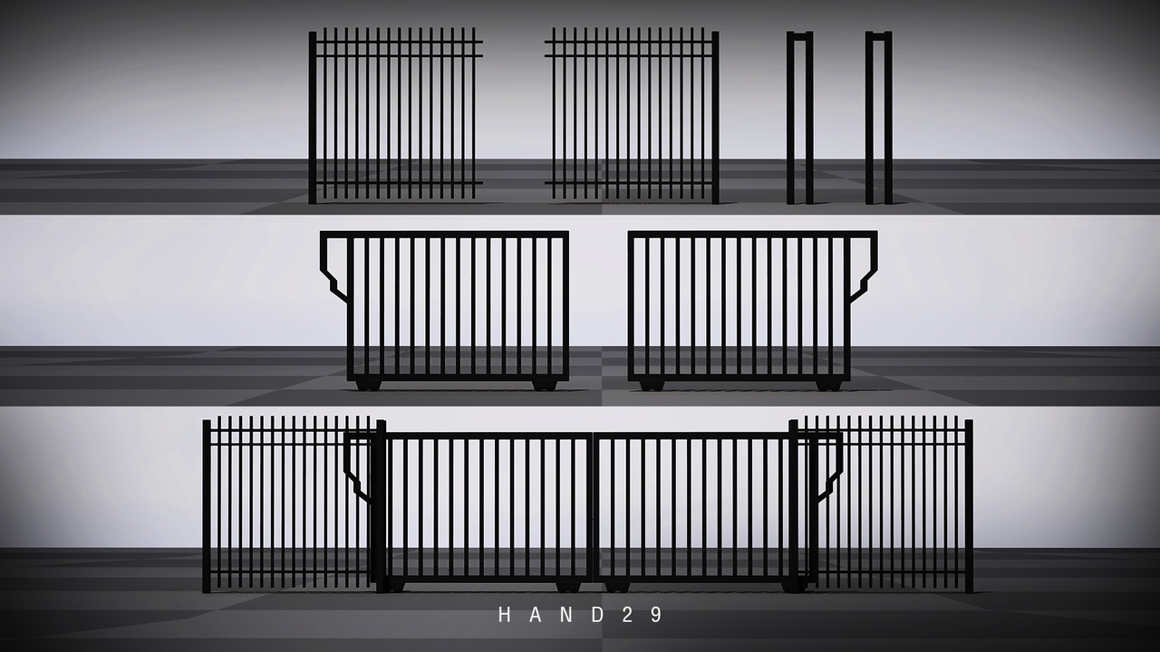 Media 1 for listing Model 3D: Low Poly Fence Sliding Door and Steel Fences