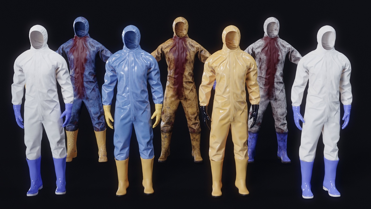 Media 1 for listing Hazmat Protective Suit - UE5 Skeletons - Rigged