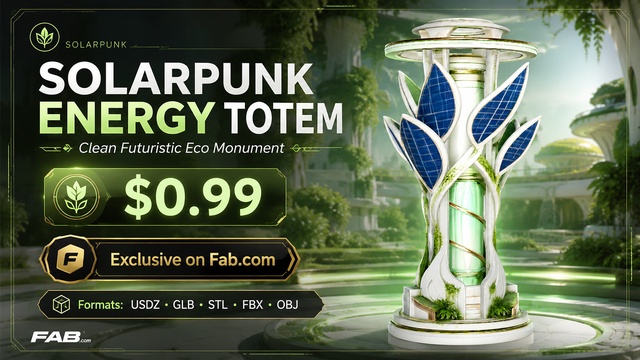Solarpunk Energy Totem | Futuristic Eco Monument | Game Ready — Cobalt Game Assets