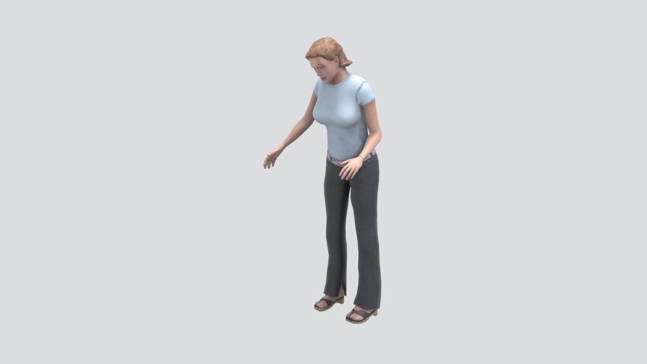 Media 1 for listing Senior Woman in Light Blue T-Shirt and Casual Pants 3D Model