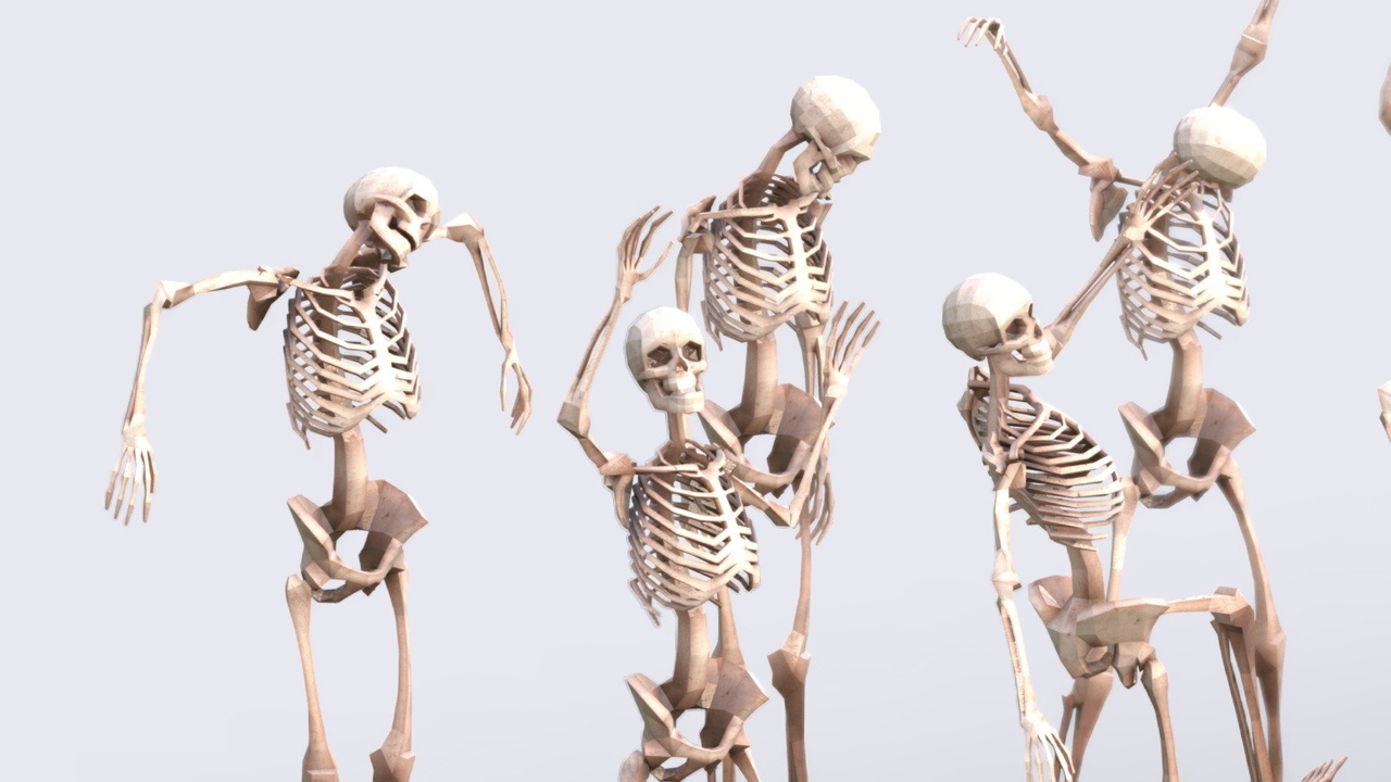 Media 1 for listing Low Poly 40 Posed Skeletons