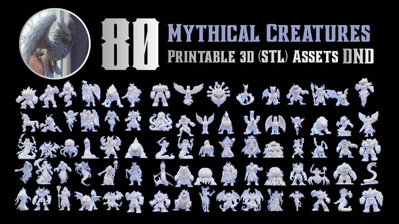 Media 1 for listing 80 DnD STL Miniatures Mythical Creatures Bundle 3D print model