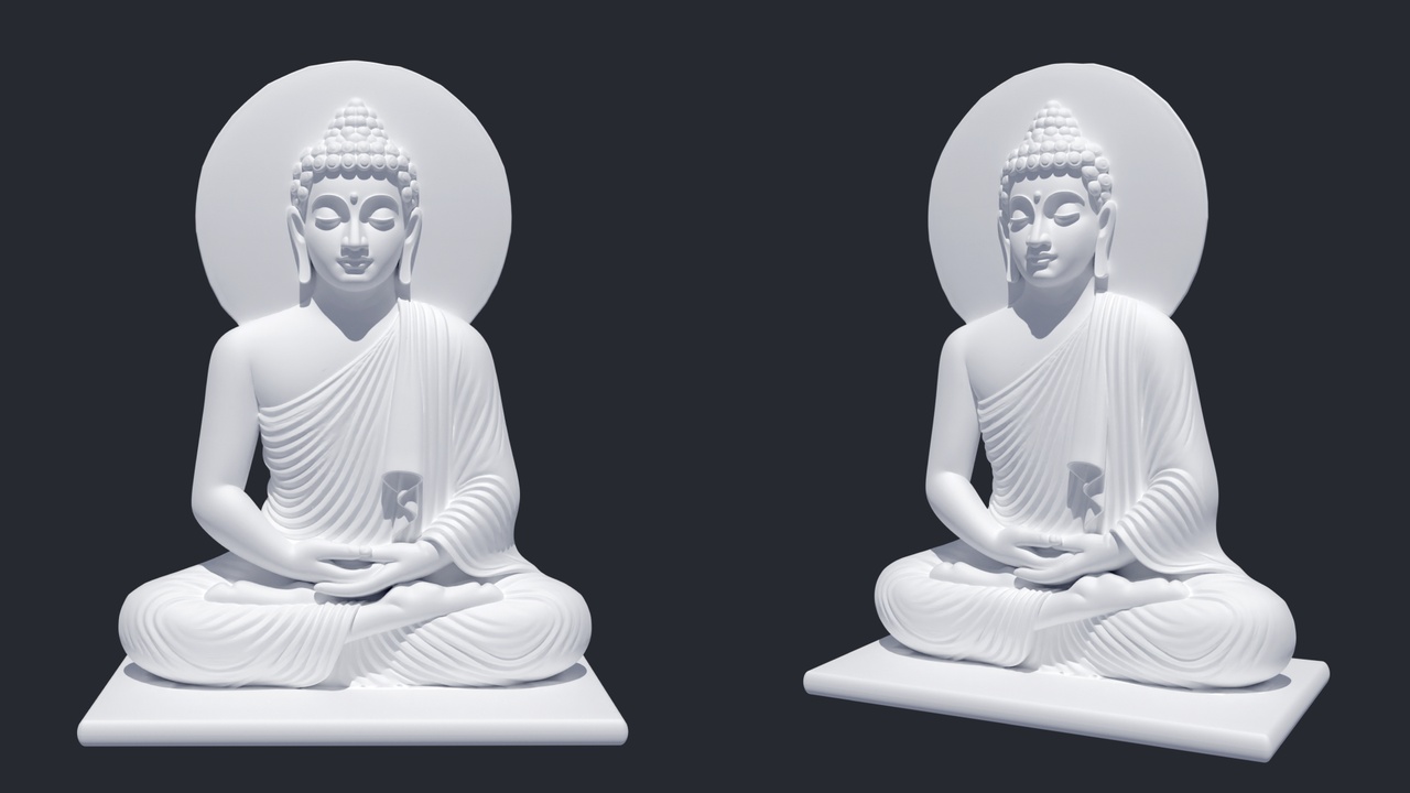 Media 1 for listing Lord Buddha Face 3D Printable Statue | High-Detail Digital Sculpt | Blender, FBX