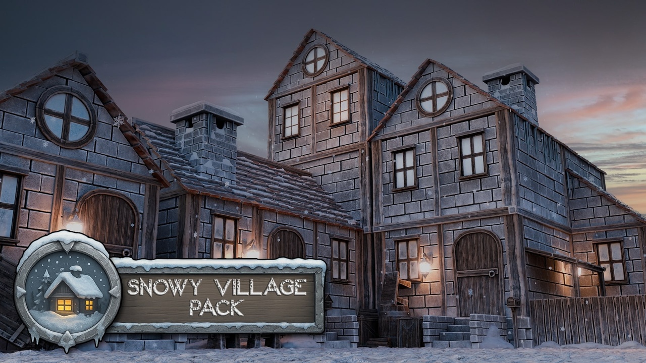 Media 1 for listing 3DT Snowy Village Modular Pack for Blender & Game Design