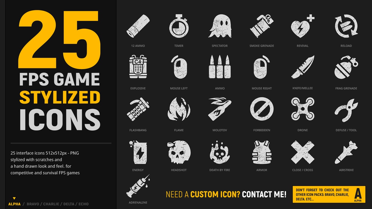 Media 1 for listing FPS Game UI icons Kit - Alpha