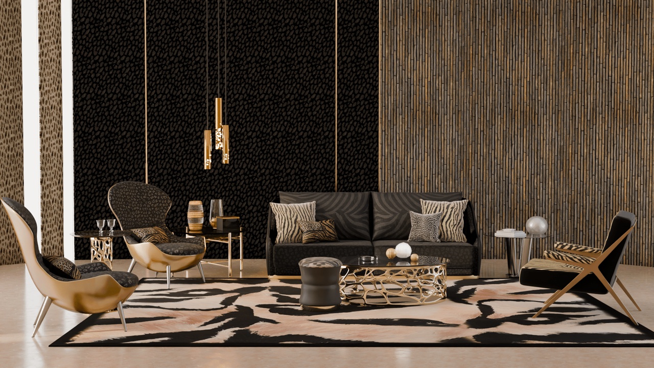 Media 1 for listing Full Luxury Wild Living Room Scene, with animal-printed elements