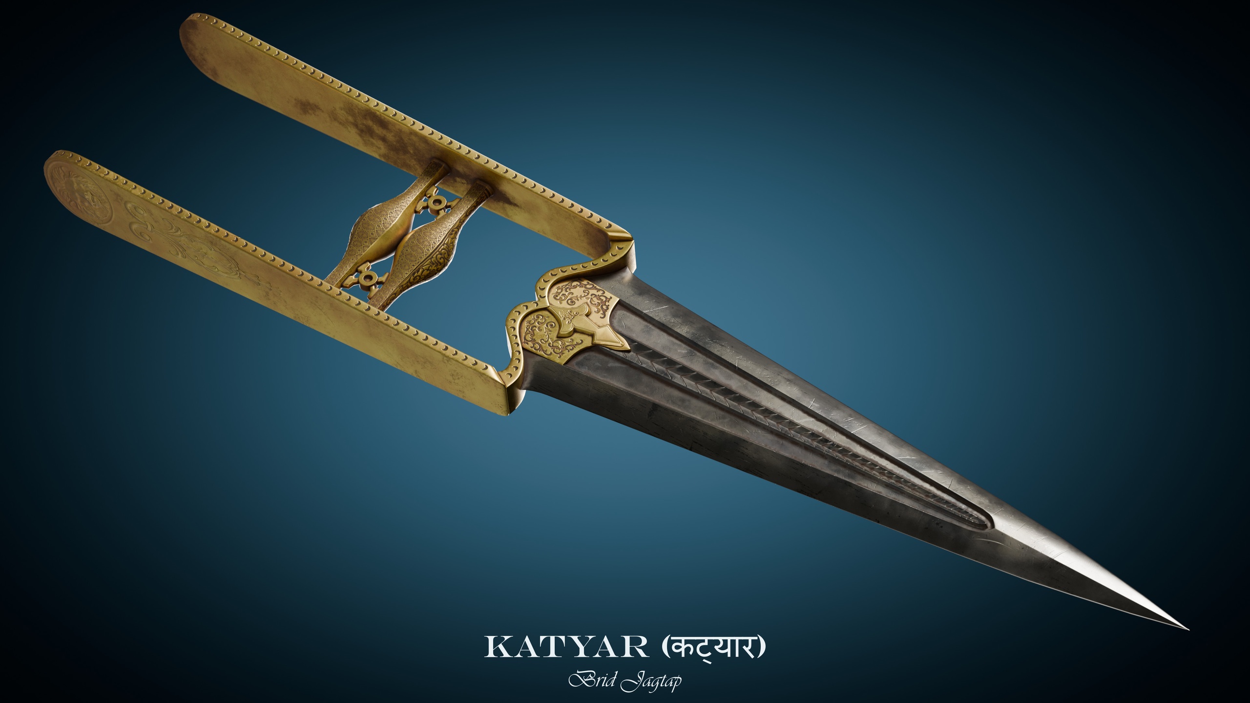 Media 1 for listing KATYAR - Weapons of Shivaji Maharaj - Game ready weapon prop Low-poly 3D model