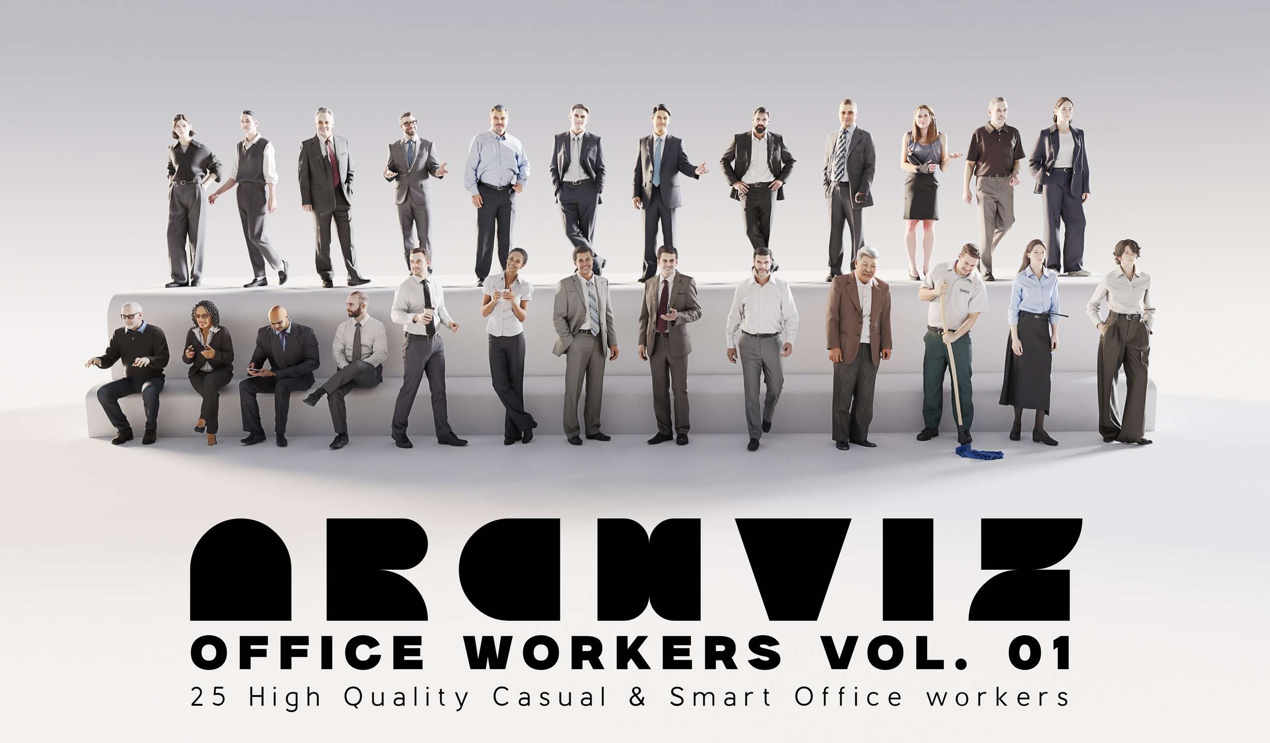 Media 1 for listing ArchViz People — Office Professionals Vol. 01 | 25 Corporate Character Models