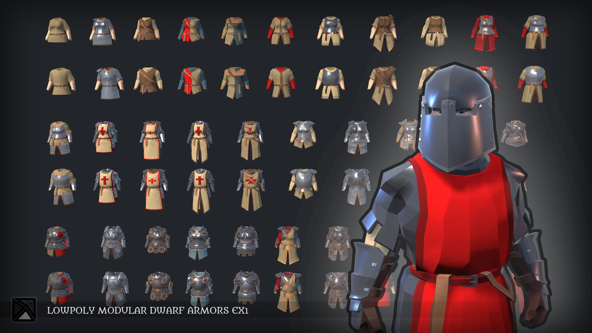 Media 1 for listing Low Poly Dwarf Modular Armors Ex1 - MEDIEVAL FANTASY SERIES
