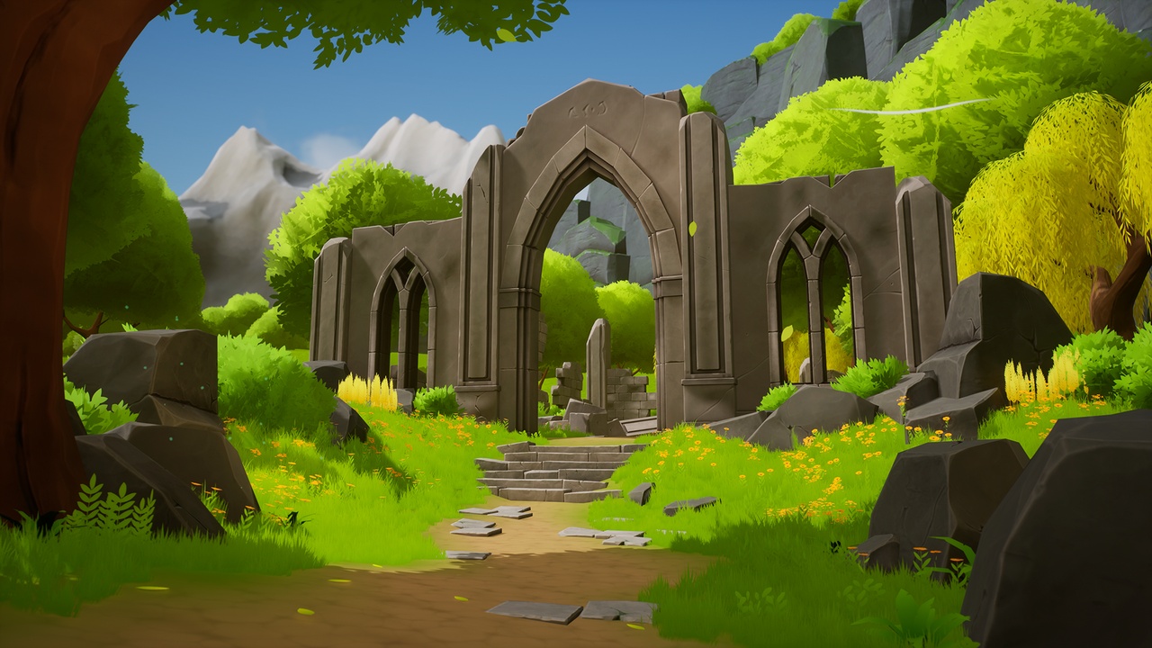 Media 1 for listing Stylized Nature with Ruins ( Stylised , Forest , Tree , Grass, Rocks )