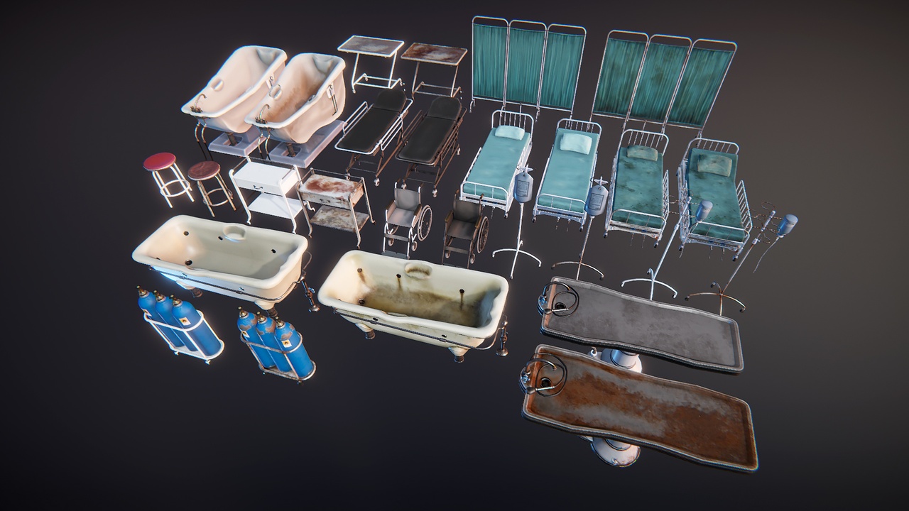 Vintage Hospital Props 제품 등록을 위한 미디어 1개