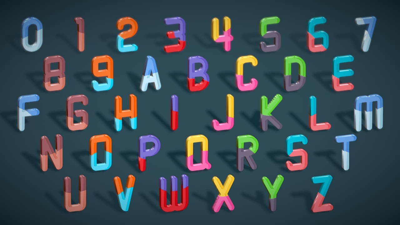 Media 1 for listing Simple Alphabets Numbers Pack 9 - Stylized Toon Metallic - Kids Learning Kit