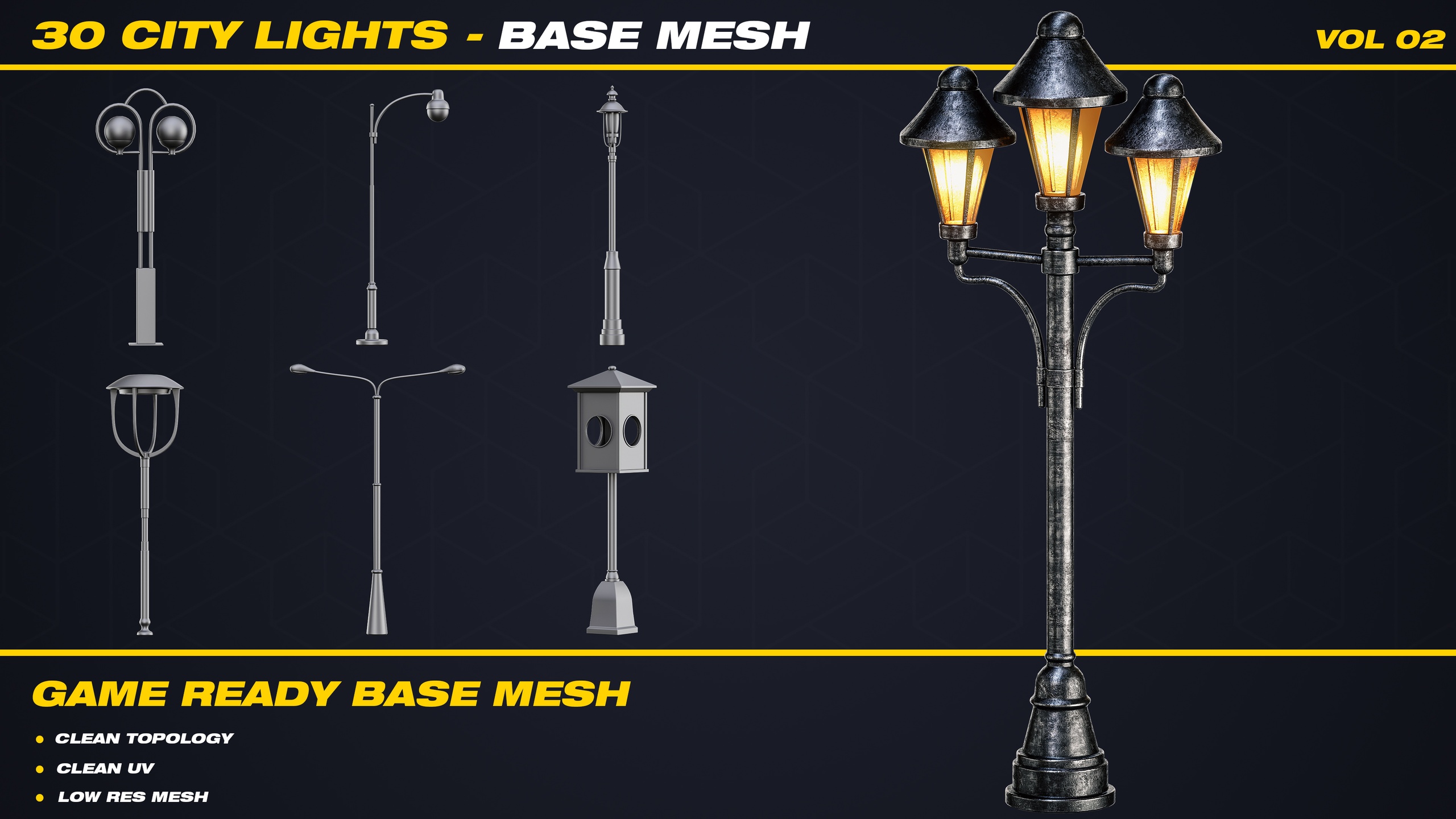 Media 1 for listing 30 City Lights Base Mesh - VOL 02 ( Game Ready )