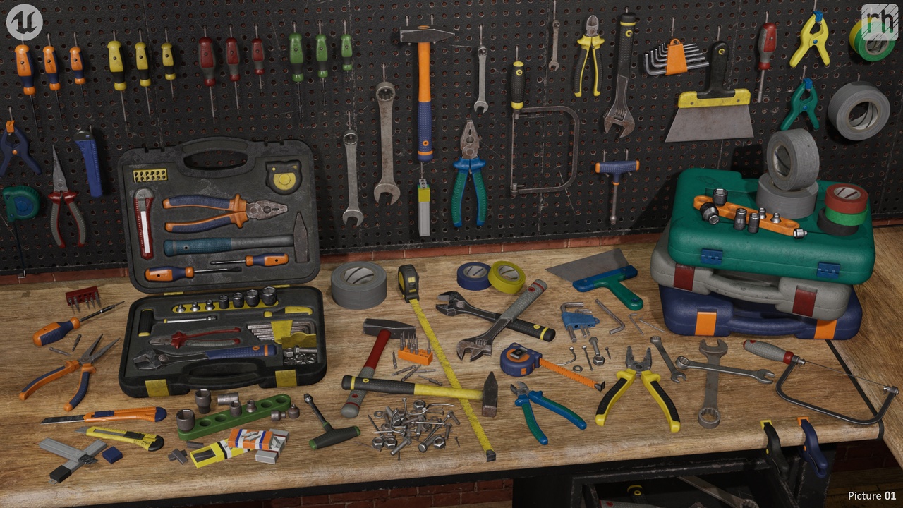 Medium 1 für Eintrag Workbench Hand Tools PBR Game-Ready Vol. 1