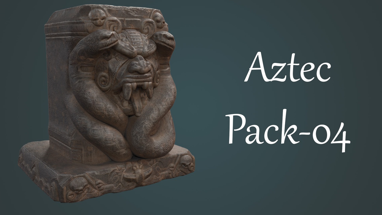 Media 1 for listing Aztec Stone Statues Pack 04 – Stylized Sculptures (16 Props)