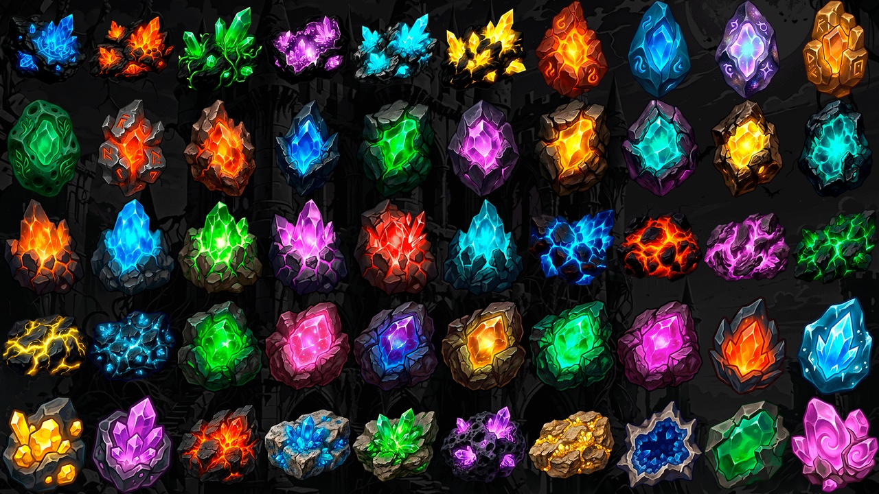 Media 1 for listing 130 Fantasy Medieval Ore Icons