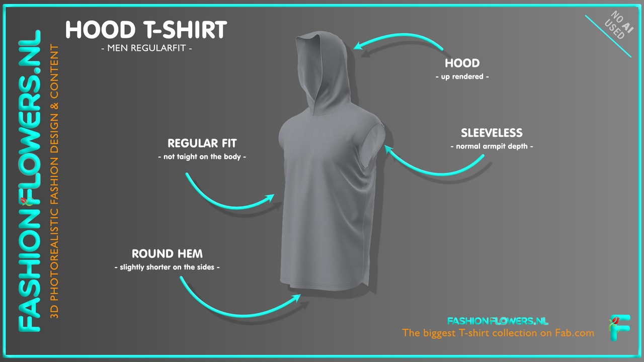 Media 1 for listing Gray Colour Hooded T-Shirt | No Sleeves Hood Tshirt | Round Hem | Cowl Shirt